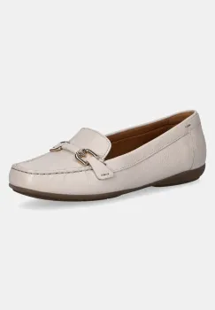 Geox mocasini de piele D ANNYTAH MOC femei, culoarea bej, cu toc plat, D84BMA 00046 C1122 imagine