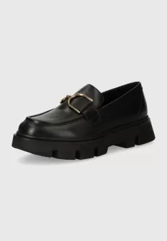 Geox mocasini de piele D VILDE femei, culoarea negru, cu platforma, D46UAH 00043 C9999 imagine