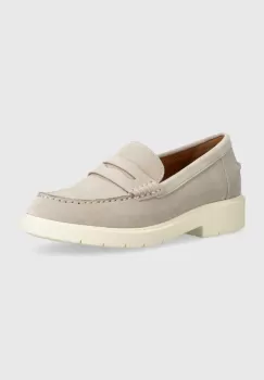 Geox mocasini din piele intoarsa D SPHERICA EC1 A femei, culoarea gri, cu toc plat, D25QRA 00022 C1010 imagine