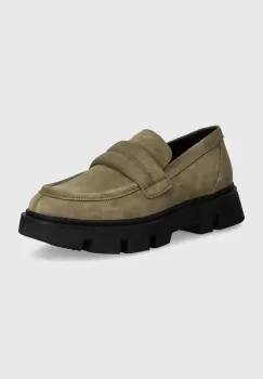 Geox mocasini din piele intoarsa D VILDE femei, culoarea bej, cu toc plat, D46UAC 00022 C3704 imagine