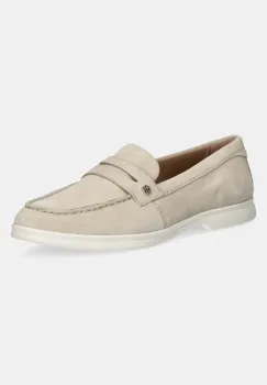 Geox mocasini din piele intoarsa D XAND 3 femei, culoarea bej, cu toc plat, D550ZD 00022 C6738 imagine