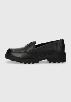 Geox mocasini din piele pentru copii culoarea negru imagine
