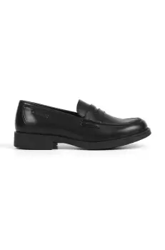 Geox mocasini din piele pentru copii Jr Agata femei, culoarea negru, cu toc plat imagine