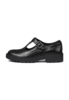 Geox pantofi de piele CASEY femei, culoarea negru, cu toc plat, J8420E 00043 C9999 imagine