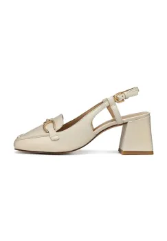 Geox pantofi de piele D CORONILLA culoarea bej, cu toc drept, cu toc deschis, D55D1A 000TU C1122 imagine