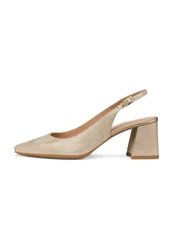 Geox pantofi de piele D GISELDA culoarea auriu, cu toc drept, cu toc deschis, D45VCC 000MA C2012 imagine