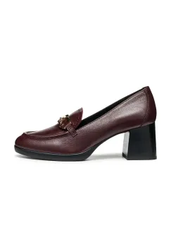 Geox pantofi de piele D WALK PLEASURE 55 culoarea bordo, cu toc drept, D46XBF 00081 C7011 imagine