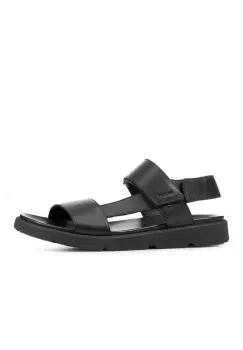 Geox Sandale de piele barbati, culoarea negru imagine