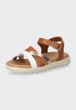 Geox sandale de piele SANDAL SOLEIMA culoarea maro imagine