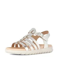 Geox sandale din piele pentru copii SANDAL SOLEIMA culoarea argintiu imagine