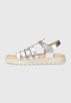 Geox sandale din piele pentru copii SANDAL SOLEIMA culoarea argintiu imagine