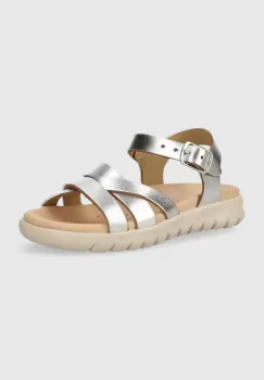 Geox sandale din piele pentru copii SANDAL SOLEIMA culoarea argintiu imagine