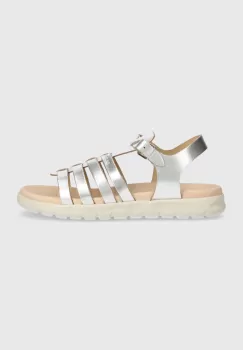 Geox sandale din piele pentru copii SANDAL SOLEIMA culoarea argintiu imagine