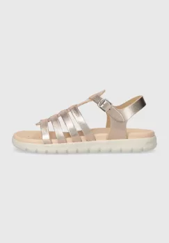 Geox sandale din piele pentru copii SANDAL SOLEIMA culoarea auriu imagine