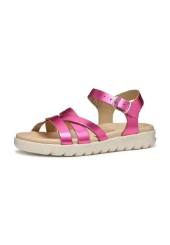 Geox sandale din piele pentru copii SANDAL SOLEIMA culoarea auriu, J45GSA.000CF imagine