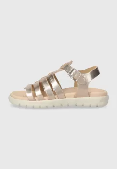 Geox sandale din piele pentru copii SANDAL SOLEIMA culoarea portocaliu imagine