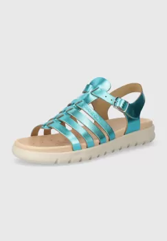 Geox sandale din piele pentru copii SANDAL SOLEIMA culoarea verde imagine