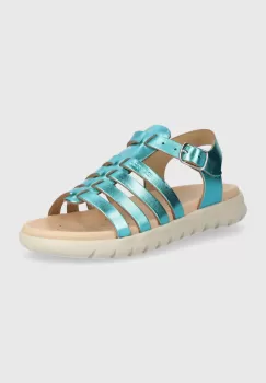 Geox sandale din piele pentru copii SANDAL SOLEIMA culoarea verde imagine