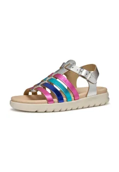 Geox sandale din piele pentru copii SANDAL SOLEIMA culoarea verde imagine