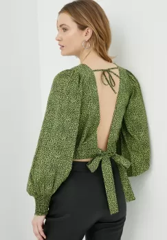 Gestuz bluza din bumbac Calliope femei, culoarea verde, modelator imagine