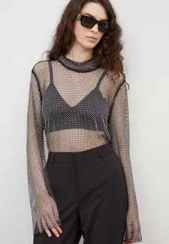 Gestuz bluza femei, culoarea negru, cu imprimeu imagine