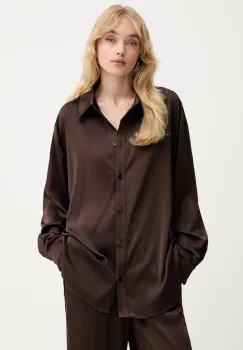 Gestuz camasa culoarea maro, cu guler clasic, relaxed, 10910673 imagine