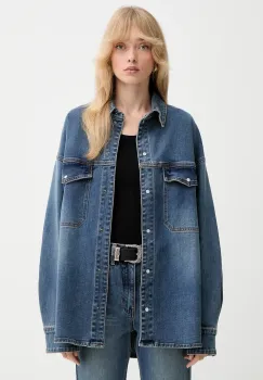 Gestuz camasa din denim cu guler clasic, relaxed, 10910575 imagine