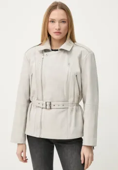 Gestuz geaca de piele femei, culoarea bej, de tranzitie, oversize, 10909784 imagine