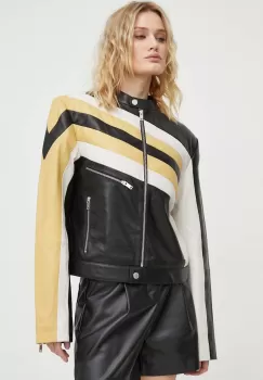 Gestuz geaca de piele femei, culoarea negru, de tranzitie imagine