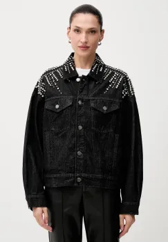 Gestuz geaca jeans culoarea negru, de tranzitie, 10910794 imagine