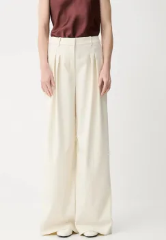 Gestuz pantaloni culoarea bej, lat, high waist, 10910171 imagine