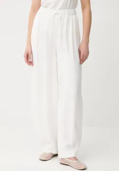 Gestuz pantaloni culoarea bej, lat, high waist, 10910440 imagine