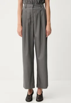Gestuz pantaloni culoarea gri, drept, high waist, 10910622 imagine