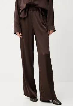 Gestuz pantaloni culoarea maro, drept, high waist, 10910262 imagine