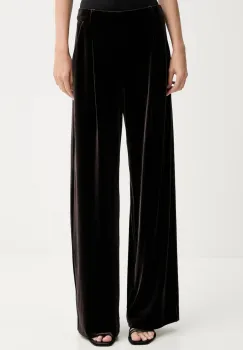 Gestuz pantaloni de catifea culoarea maro, lat, high waist, 10910718 imagine