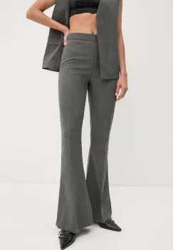 Gestuz pantaloni femei, culoarea gri, evazati, high waist, 10909377 imagine