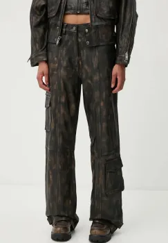 Gestuz pantaloni femei, culoarea negru, drept, high waist, 10909474 imagine