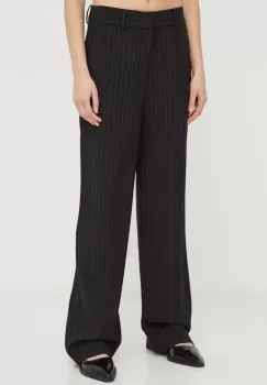 Gestuz pantaloni femei, culoarea negru, drept, high waist imagine