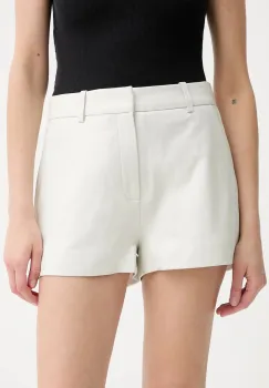Gestuz pantaloni scurti de piele culoarea alb, uni, high waist, 10910162 imagine