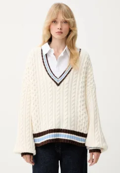 Gestuz pulover de lana culoarea bej, calduros, 10910535 imagine