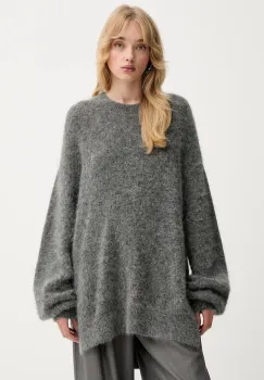 Gestuz pulover de lana culoarea gri, calduros, 10910659 imagine
