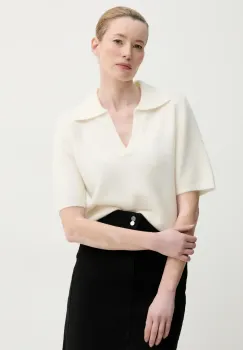 Gestuz pulover de lana femei, culoarea bej, light, 10910035 imagine