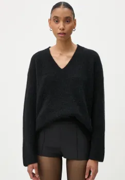 Gestuz pulover de lana femei, culoarea negru imagine