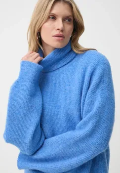 Gestuz pulover femei, culoarea violet, cu guler, 10909446 imagine