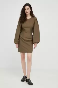 Gestuz rochie culoarea maro, mini, mulata imagine