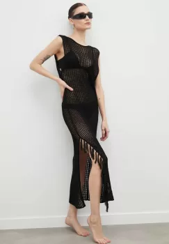 Gestuz rochie culoarea negru, maxi, drept imagine