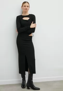 Gestuz rochie culoarea negru, maxi, evazati imagine