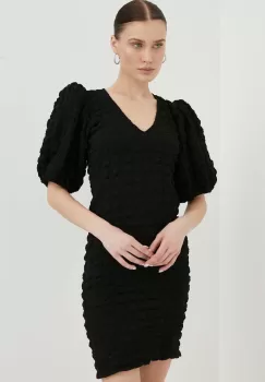 Gestuz rochie culoarea negru, mini, mulata imagine