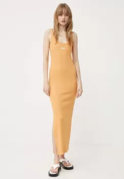 Gestuz rochie culoarea portocaliu, maxi, mulata, 10909158 imagine