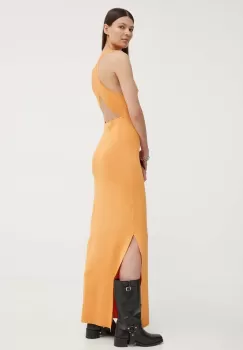 Gestuz rochie culoarea portocaliu, midi, mulata, 10909074 imagine